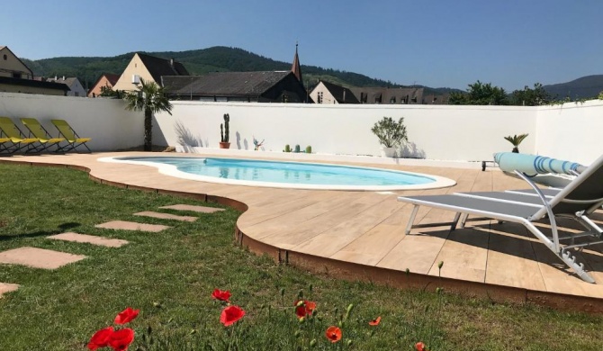 Alsacebnb - Gîte 12 personnes dans le vignoble - Piscine privée chauffée & Spa